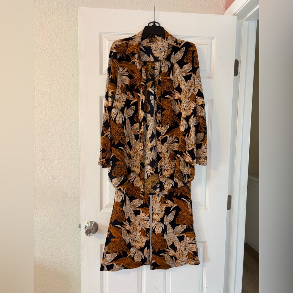 PrettyLittleThing Brown and Black Swimwear cover-up Top, pants, & swim top